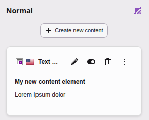 The new content element appears in the Content Layout module
