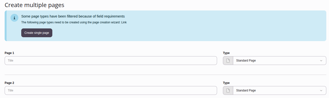 The "Create Multiple Pages" screen