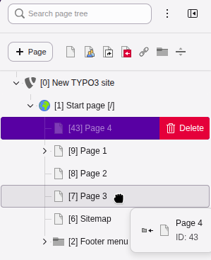 Drop a page on another page to make it a child page