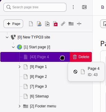Drag a page to the right to delete it