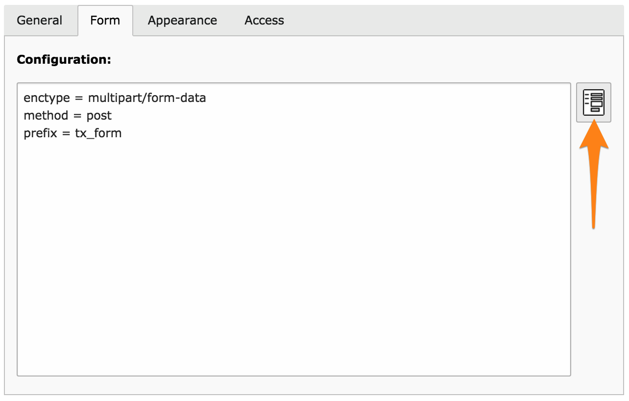 Choosing the mail form content element type