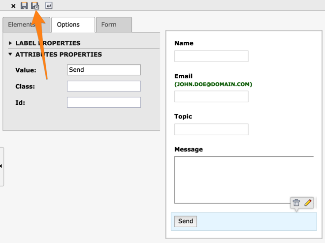 Saving the form configuration