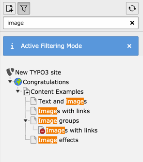 Filtering pages in the page tree