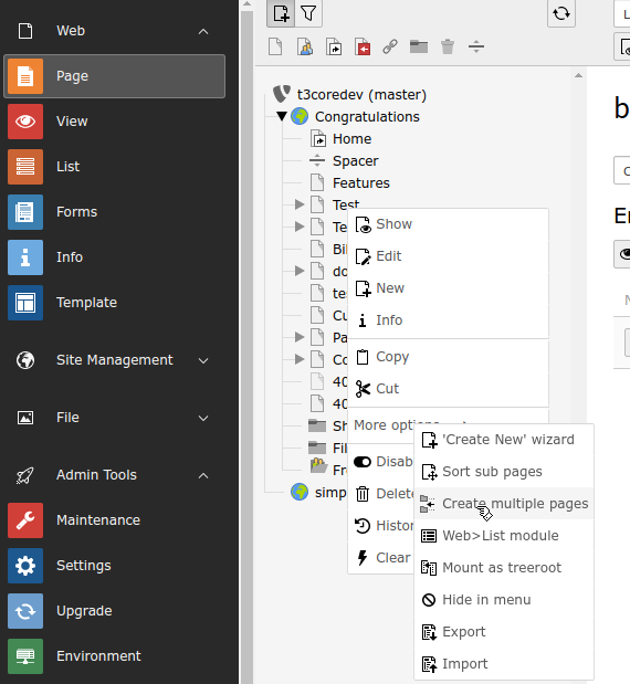 Select "Create multiple pages" in the context menu.
