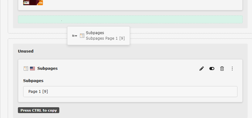 Demonstration of moving unused content back into a normal content area