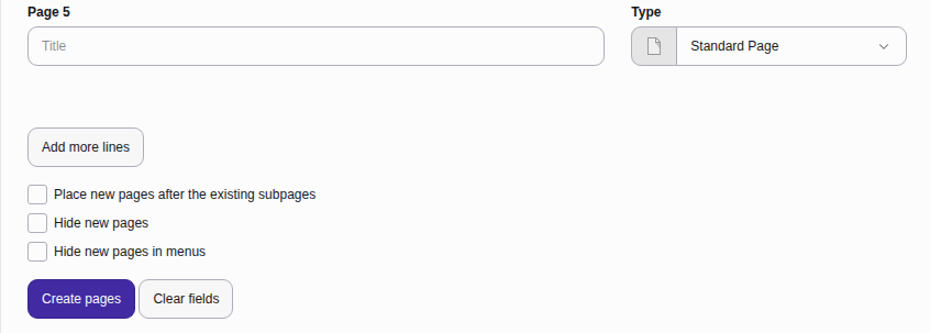 The "Create Multiple Pages" configuration