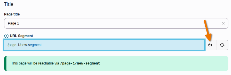 Manually editing a URL segment by clicking the "Toggle" button
