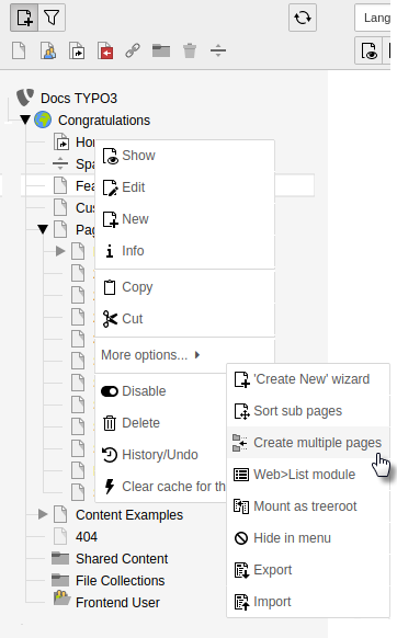 Select "Create multiple pages" in the context menu