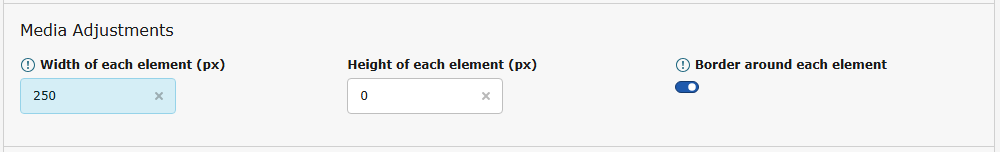 Screenshot of the Media Adjustments section of a "Text and Images" content element in TYPO3