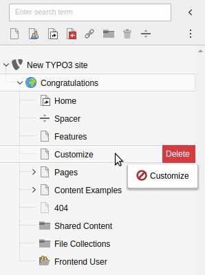 Drag a page to the right to delete it