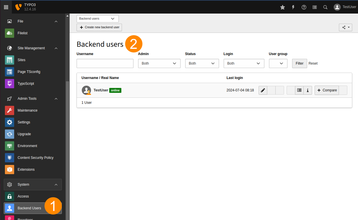 The Backend Users module