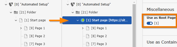 Option "Use as Root Page" in the page properties.