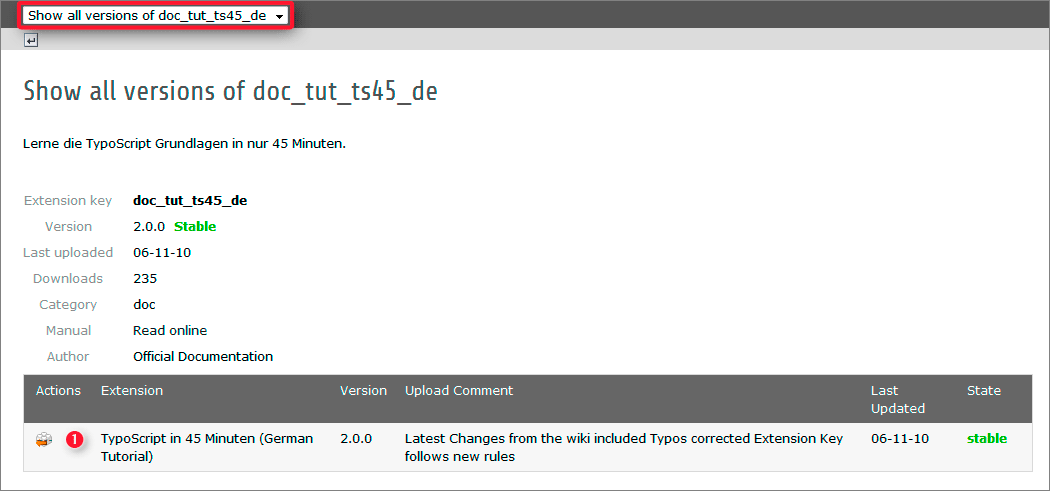 TYPO3 CMS 6.2 install extension