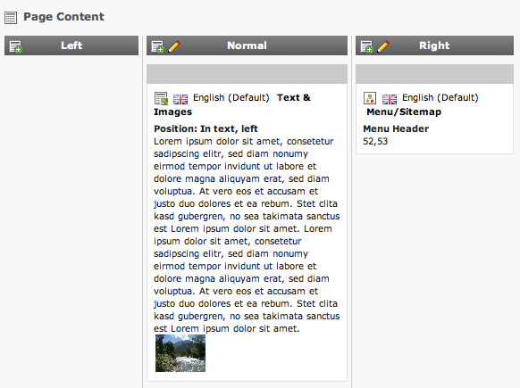The Page modul after adding the sitemap.