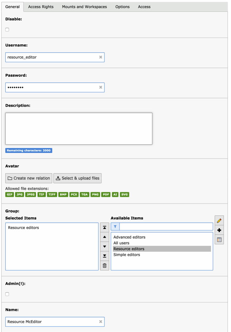 Réglage des informations de base pour le nouvel utilisateur