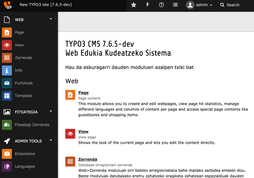 Le backend traduit en basque
