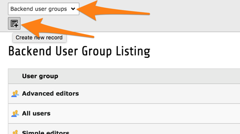Creating a new backend group from the Access module