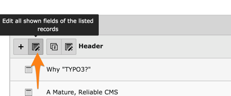 The button to edit all fields visible in the list