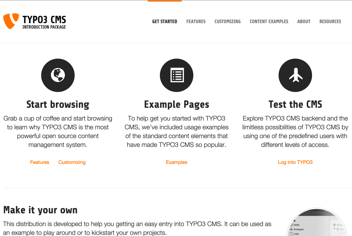Frontend of the TYPO3 CMS Introduction Package