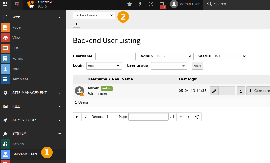 The Backend Users module