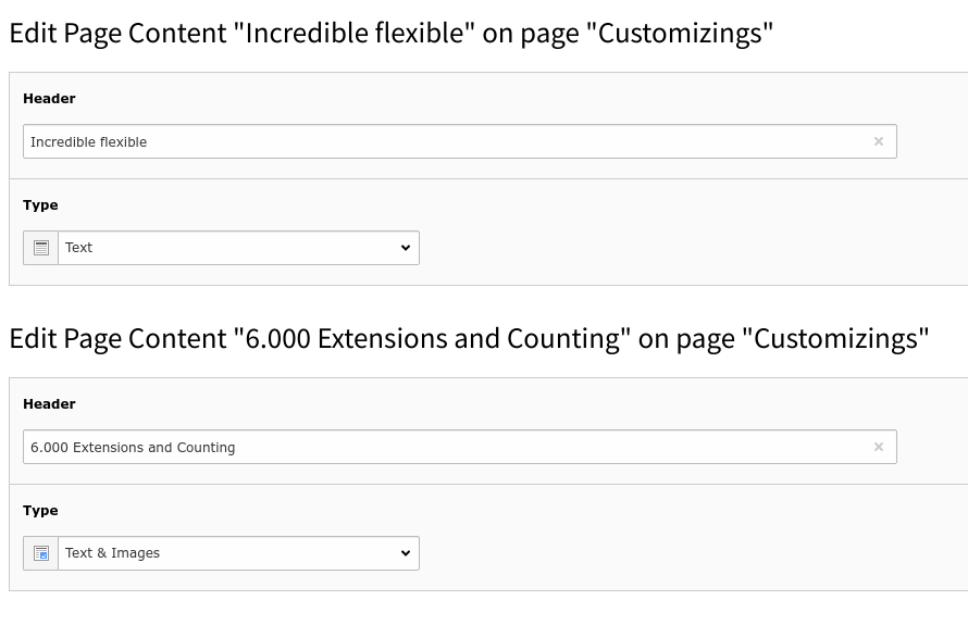 Editing form displayed for all records and all fields