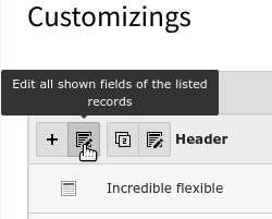 The button to edit all fields visible in the list