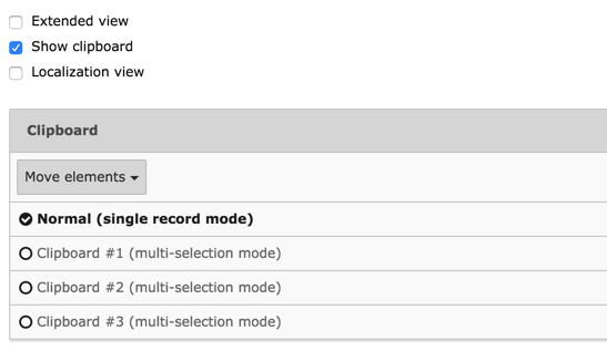 The viewing three options at the bottom of the List module screen