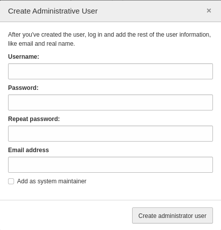 Form to create an administrator