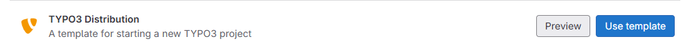 The "TYPO3 Distribution" entry on the "Create from template" page on GitLab.