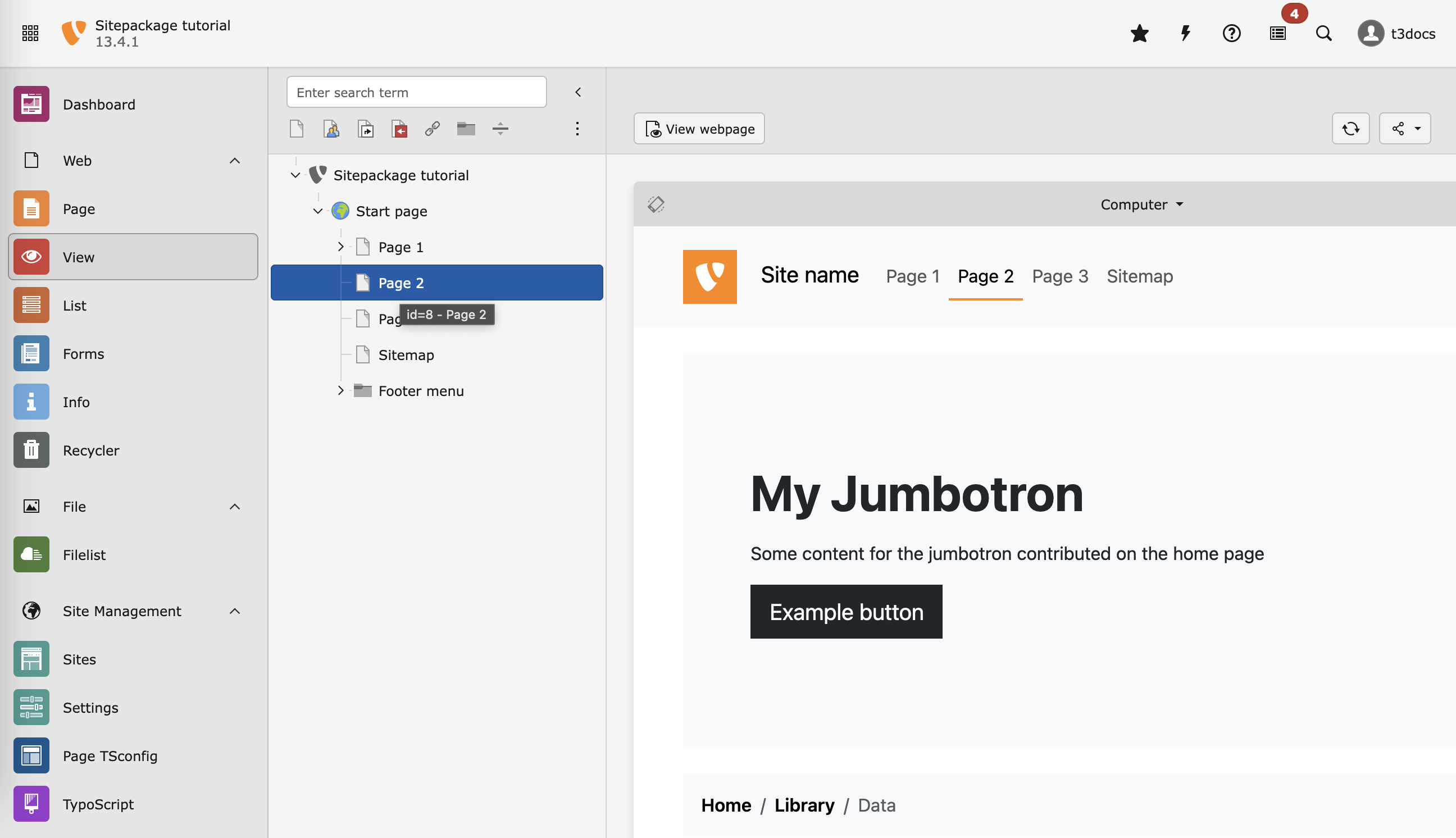 Checking from the backend if the menu is generated as expected.