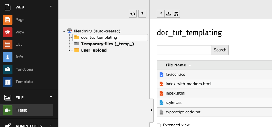 Files copied to fileadmin