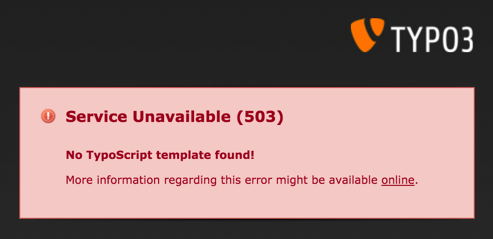 Error message "No TypoScript template found!"