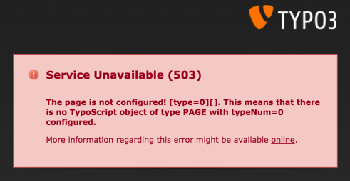 Error message "The page is not configured!"