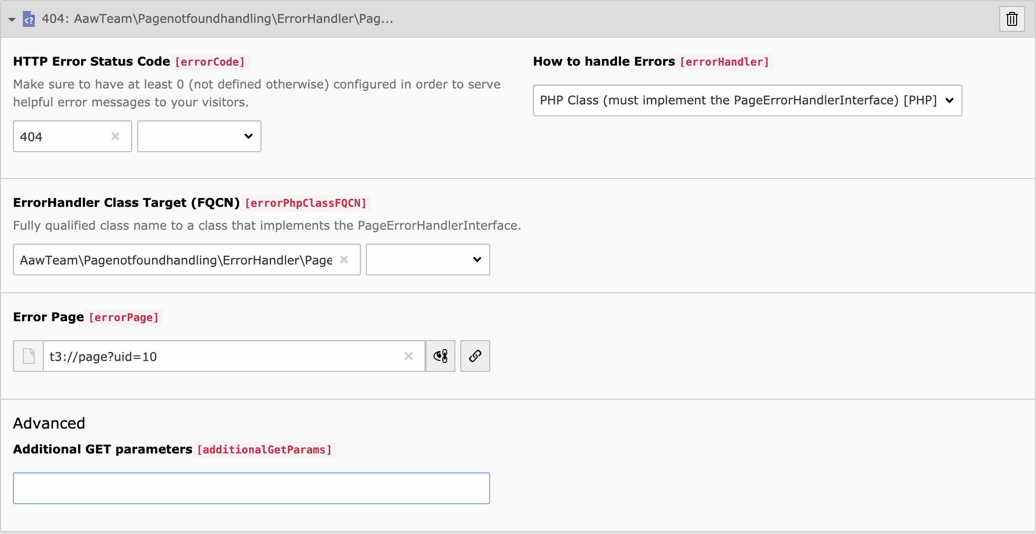 Error handling in Site Configuration