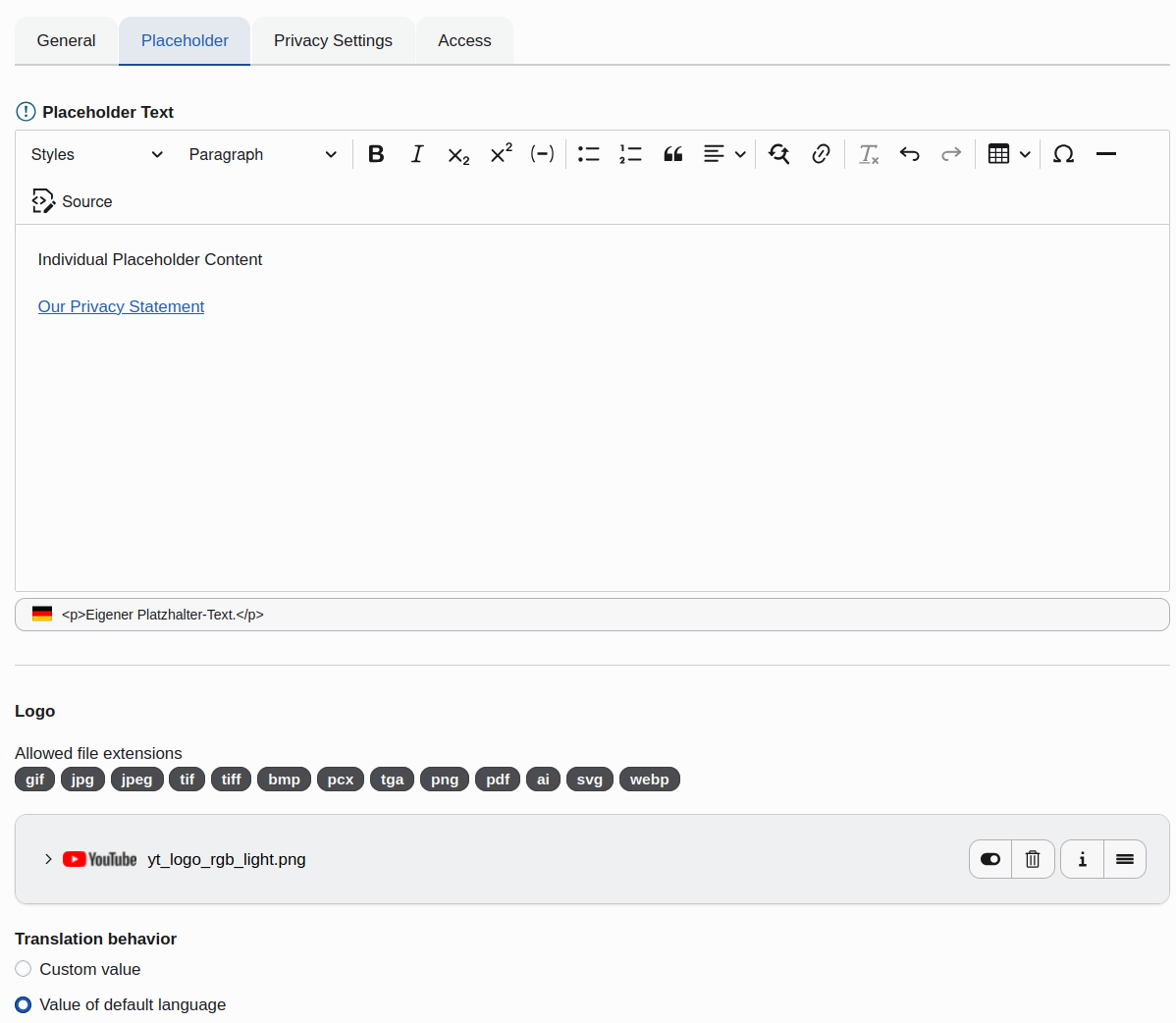 Host Configuration Form: Placeholder
