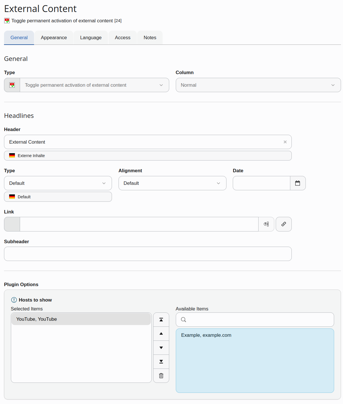 Plugin form