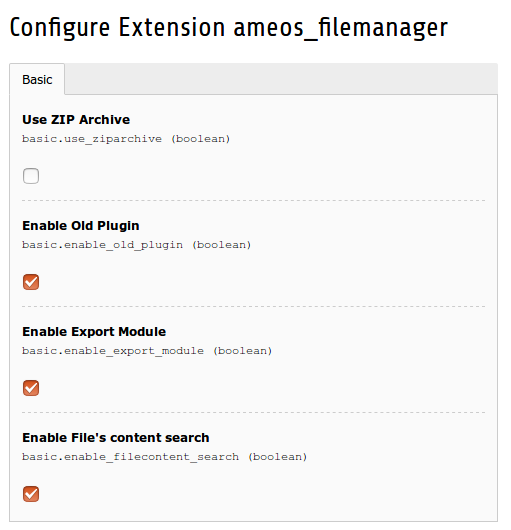 Extension Configuration