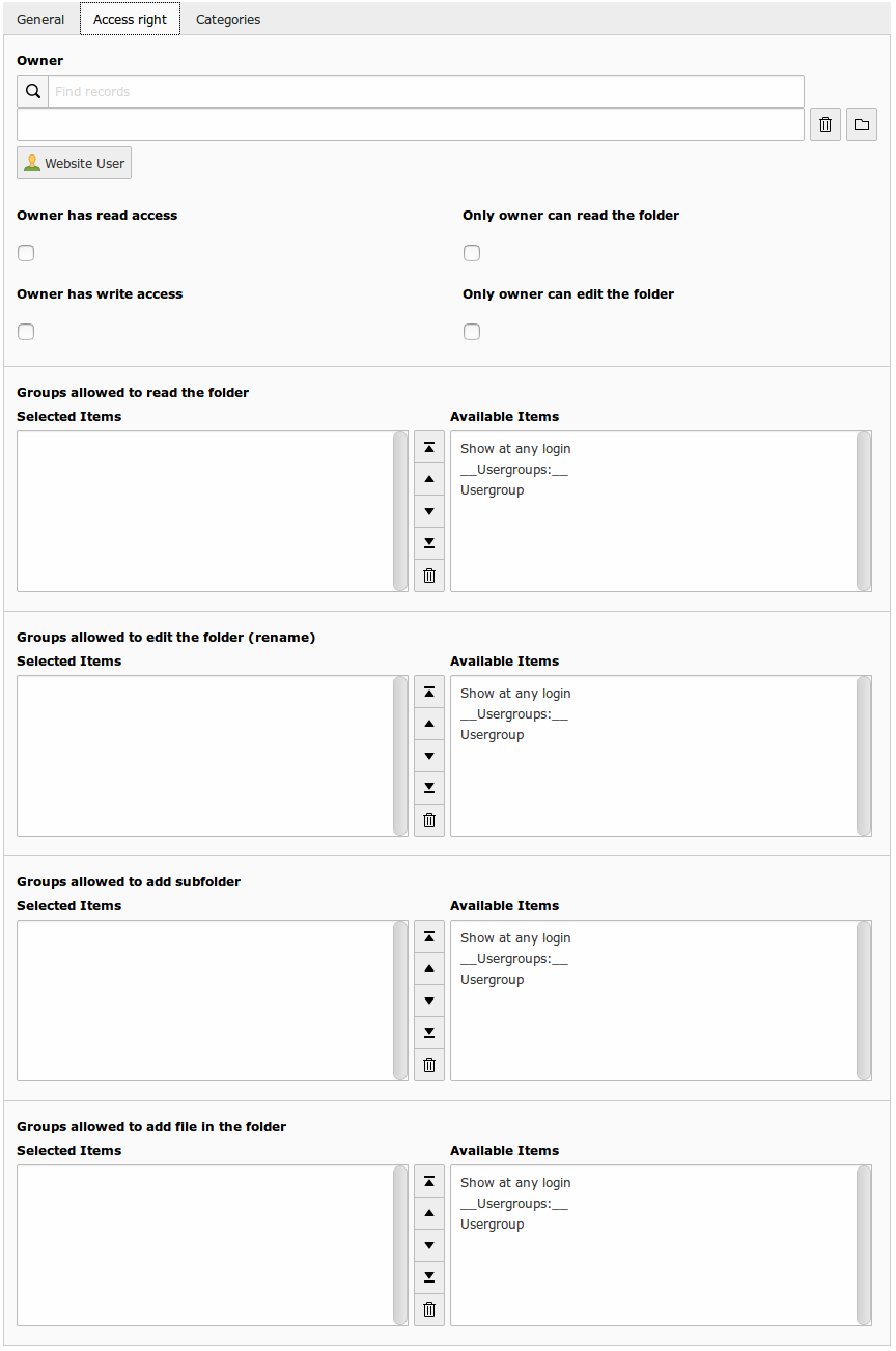 Access right Configuration