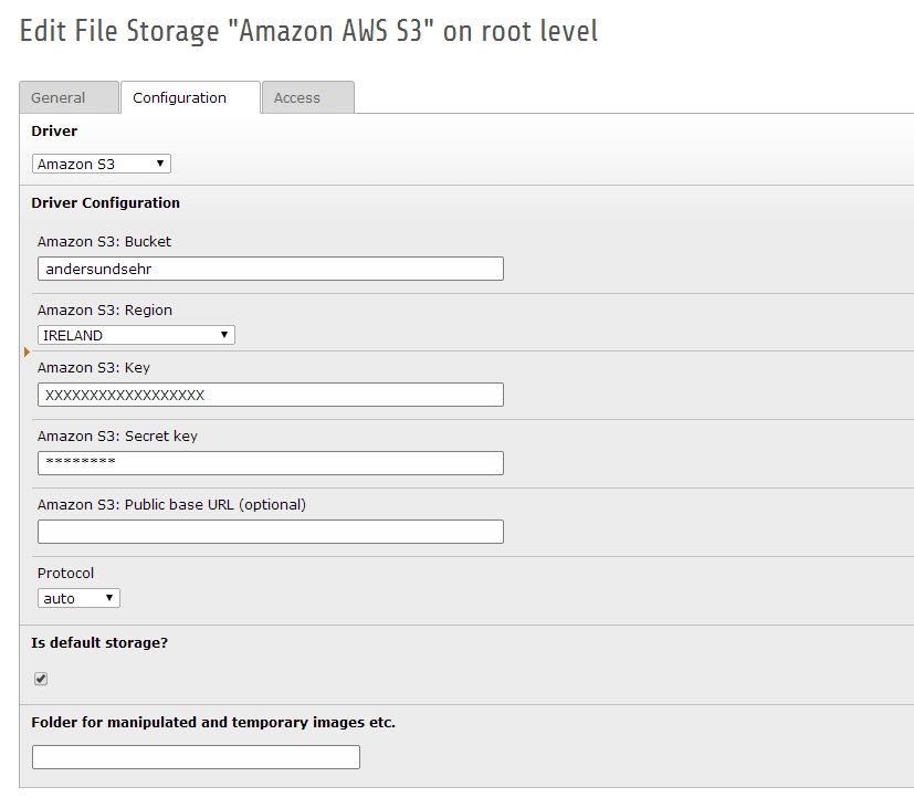 AWS S3 config