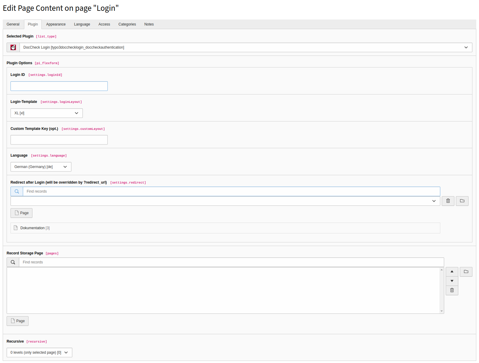 Configuration screen: Crawling