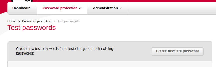 Create new test password