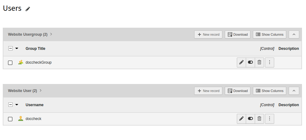 Example user folder