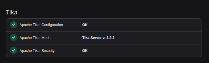 EXT:tika Check configs - OK