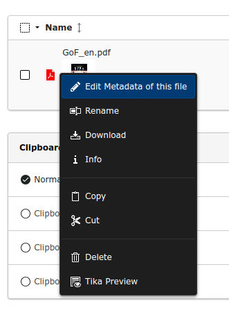 File context menu - Tika Preview