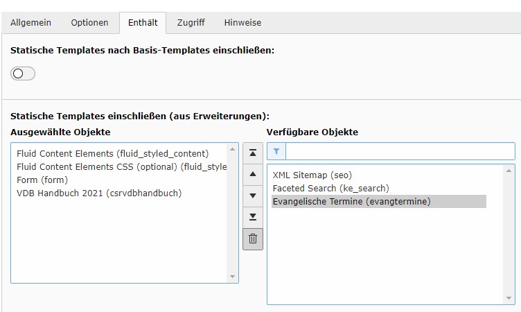 Aktivierung im TypoScript-Template