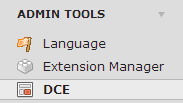 DCE backend module in Admin Tools