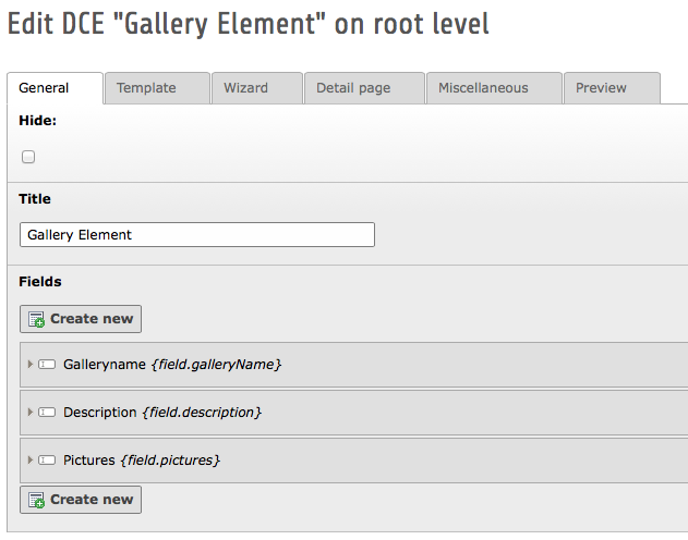 New DCE Gallery Element