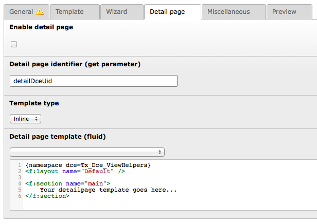 Create new DCE, detail page tab