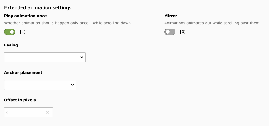 Advanced Animation Settings