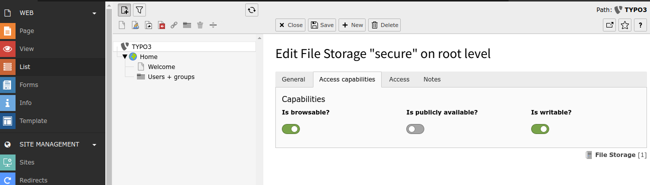Create non-public file storage